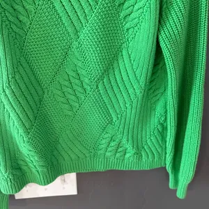 Talbots Petite Small Kelly Green Cable Knit Sweater Diamond Crewneck Preppy‎ thumbnail 5