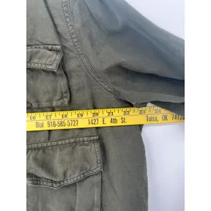 LOFT Utility Jacket Womens XL Olive Green Cotton Linen Cropped Cargo ‎ Military thumbnail 6