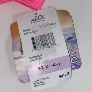 NWT 32C Coco Rave Bae pink push up detachable strap lightly‎ padded bikini thumbnail 6