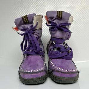 TMA Eyes Leather Lined Ankle Boots Womens EU 38 US 7.5 Purple Zip & Lace Up Snow thumbnail 5