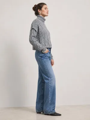 Elie Tahari Chunky Cable Knit Turtleneck Ski Sweater thumbnail 2