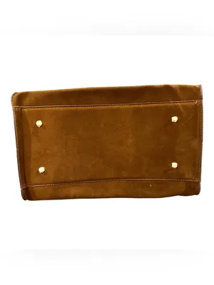 COMMENSE Retro Side Buckle Top Handle Tote Bag Brown Gold NWOT Sold Out thumbnail 7