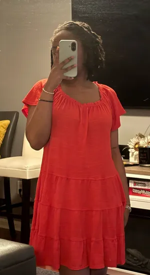 Max Studio Orange Tiered Mini Dress thumbnail 1