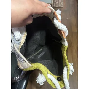 Handmade Artistic Tapestry Cat Lady Tote Bag With Rope Handles Coffee Mug Whimsical Boho thumbnail 5