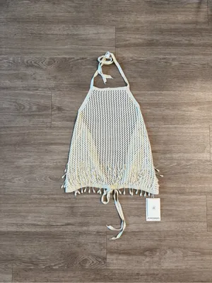 NWT Peppermayo Scorpio Crochet Halter Top (S/M) and Mini Skirt (M/L) in Ivory thumbnail 2