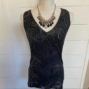 Express Glam Black & Silver Shimmer Sparkly Tunic Tank Stretch‎ Blouse -S NWT thumbnail 3