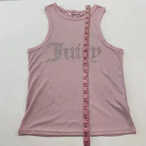 Juicy Couture Pink Rhinestone Logo Ribbed Tank Top Small Y2K Bling thumbnail 7
