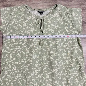 Buffalo David Bitton‎ Floral Print Tie Neck Flutter Sleeve Blouse Top Womens S thumbnail 8