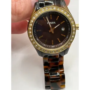Fossil ES-2922 Women Tortoise Shell Brown Dial Watch Gold‎ Tone Stainless Steel thumbnail 3