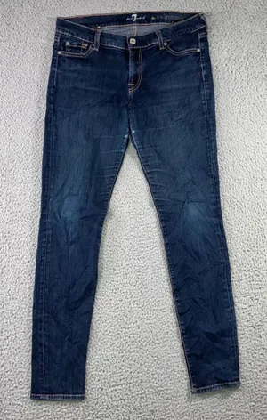 7 For All Mankind‎ The Skinny Jeans Women 31x29 Dark Wash Denim Stretch Pants thumbnail 1