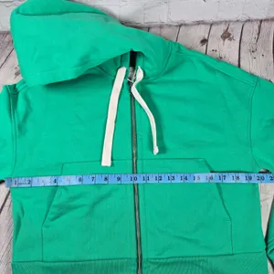 Everlane Organic Cotton Full Zip Hoodie Bright Jade Green Size‎ XXS Cropped thumbnail 7