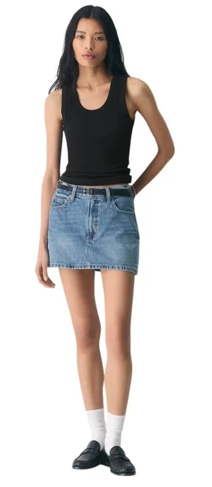 Aritzia Denim Forum ‘90s Ricci Micro Denim Skirt NEW Size 24 Kiss n Tell Bleu thumbnail 1