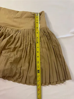SANTINY Pleated Tennis Skirt for Women with Pockets Shorts High Waist Medium Tan thumbnail 7