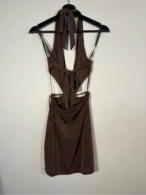 Windsor Brown Shell-Trim Halter Mini Dress thumbnail 5