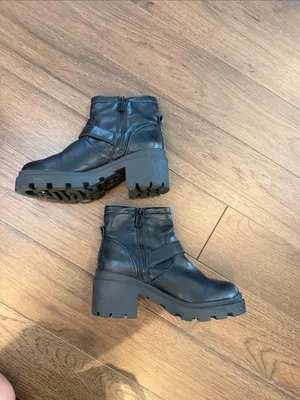 Circus by Sam Edelman Platform Biker Booties Black Leather - Size 8 - C61-147 thumbnail 3