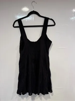 Black Lulu’s Linen Cotton Blend Sleeveless Tiered Sundress thumbnail 5
