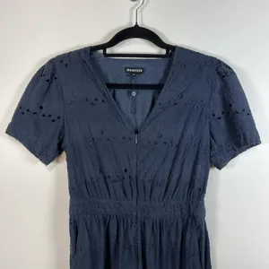 Whistles Navy Blue Eyelet Zoe Broderie Jumpsuit Women’s‎ Size 6 Missing Belt thumbnail 3