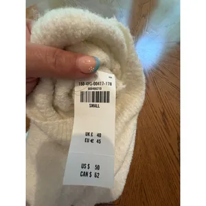 Abercrombie & Fitch Cream Eyelash Boucle Mock Neck Wide Sleeve Sweater Small NEW thumbnail 7