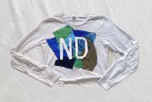 Notre Dame bow patchwork quilted gameday long sleeve top White thumbnail 1