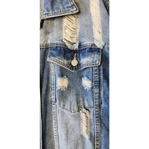 SHEIN Distressed Blue Denim Trucker Jacket Plus Size 4XL thumbnail 6