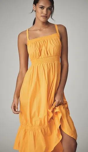Daily Practice by Anthropologie Womens Mango Boho Tiered High-Low Midi Dress XS thumbnail 1
