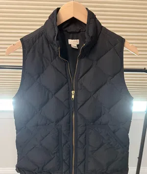 J. Crew Black Quilted Puffer Vest with Zipper thumbnail 1