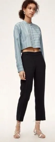 Aritzia Wilfred Crepe Darontal Pull On Cropped Pants Trousers Black Size 6 Small thumbnail 1