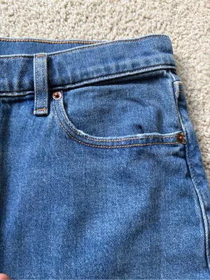 Abercrombie and fitch denim blue mini jean mid rise summer festival short sz 28 thumbnail 5