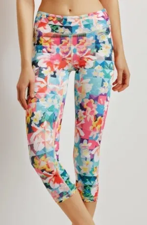 Live Love Dream Women's L/G Colorful Floral Geometric Capri Leggings Athletic thumbnail 1