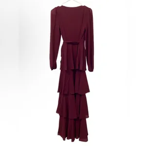 NWT Lulus Marvelous Grace Plum Long Sleeve Tiered Wrap Maxi Dress Size XS thumbnail 5