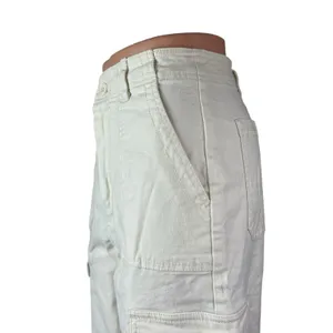 Z Supply Womens White High Rise Carrot Barrel Wide Leg Cargo Denim Jeans Pants S thumbnail 2