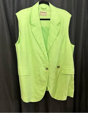 We the Free Green Light Lime Bright Young Things Linen Blazer Vest Large New thumbnail 11