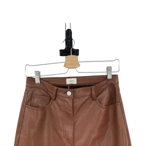 Aritzia Wilfred Melina Pants Vegan Faux Leather High Waist Brown Size‎ 4 thumbnail 5