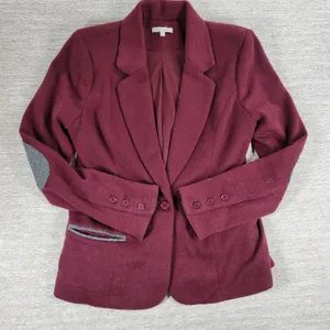41 Hawthorne Tweed Blazer Womens Medikum Burgundy Jacket Elbow Patches Buttons thumbnail 14