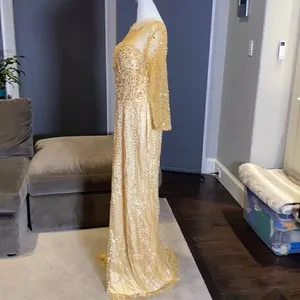 Women’s Gold Fully Beaded Dress M **READ DESCRIPTION** thumbnail 5