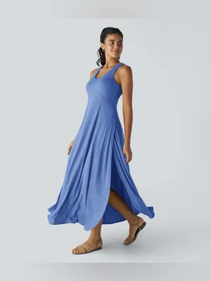 Halara XL U Neck Flowy Maxi Casual Tank Dress Stretchy Slit Beach Athleisure thumbnail 2