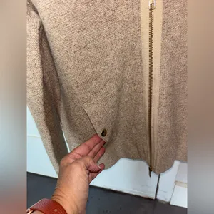 J. Crew Merino Wool Brown Metallic Zip Front Cardigan‎ Sweater Small Women’s thumbnail 7