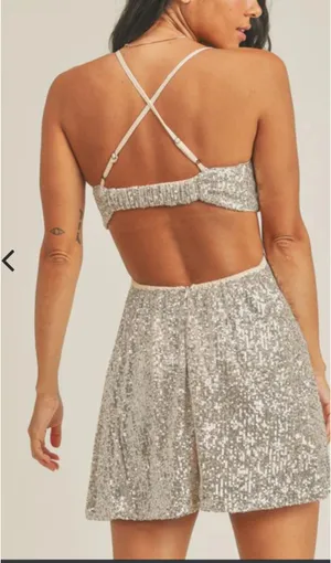Mabel Silver Sequin Mini Dress thumbnail 2