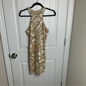 Parker Revolve gold‎ sequin bodycon mini dress party holiday new year XS wedding thumbnail 3