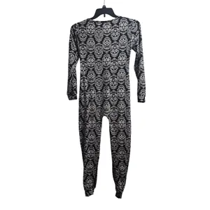shosho womens skull pattern one piece pajamas sleepwear jumpsuit size‎ m thumbnail 4