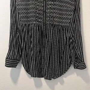 Anthropologie Maeve Size-8‎ Tunic Top Calia Black Geometric Stripe Buttondown thumbnail 15