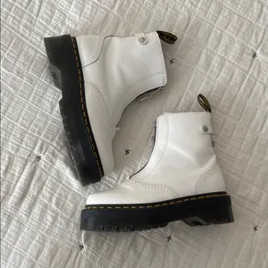 DR. MARTENS Jetta Zipped Sendal Leather Platform Boots in White Size 38 EU 7 US thumbnail 3
