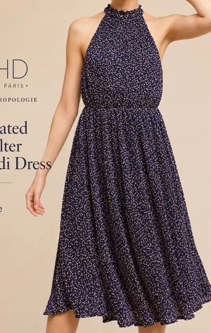 HD in Paris Anthropologie Pleated Halter Dress M‎ Petite thumbnail 1