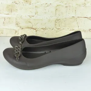 Crocs Gianna Chain Link Ballet Flats Womens 7 Brown Slip On Lightweight Comfort thumbnail 5
