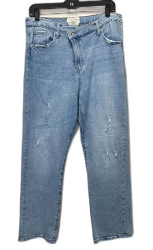 Altar'd State Straight Leg Jeans Light Wash Asymmetric Crossover Waist Size‎ 30 thumbnail 1