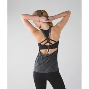 Lululemon Twist & Toil Tank Size‎ 4 Heathered Black Built In Bra Yoga Gym thumbnail 2