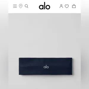 ALO Yoga NWT Airlift Headband Navy Blue Grips and scrunched back White Alo Logo thumbnail 13