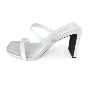 NWT Bamboo Women's Square Toe Two Strap Open Toe Block Heels Sandals White 9 thumbnail 5