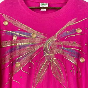 Vintage 90s Women Plus Size Graphic Tee‎ 3D Texture Artsy Retro Fast Fashion thumbnail 2