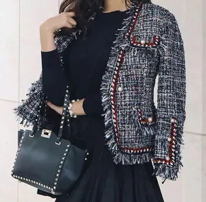 New has Pearl and has the c logo on the pearls tweed jacket nwt small thumbnail 4